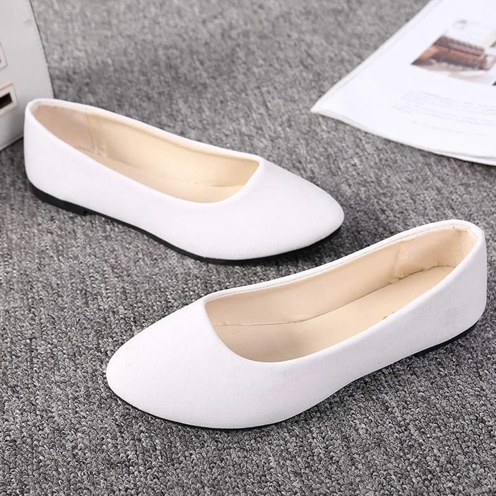 Hbeylia Ballet Flats For Women Ladies Lightweight Comfort Pointed Toe Low Heels Slip On Flats Walking Loafers Dress Oxfords Sneakers Shoes For Beach Travel Dancer
