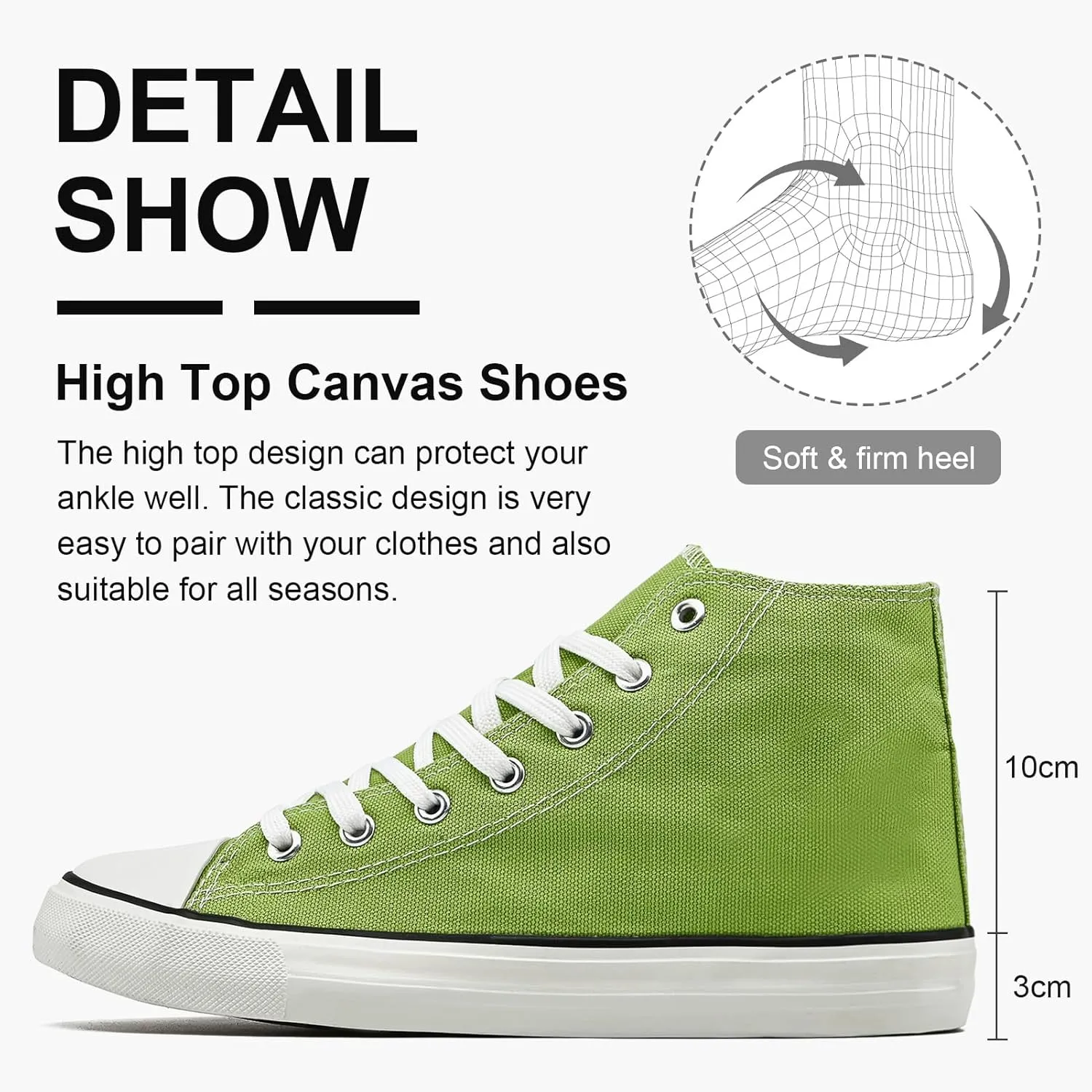 High Top Canvas Sneakers for Women Men Classic Lace Up Canvas Shoes Unisex Casual Tennis Comfortable Fashion Walking Shoes
