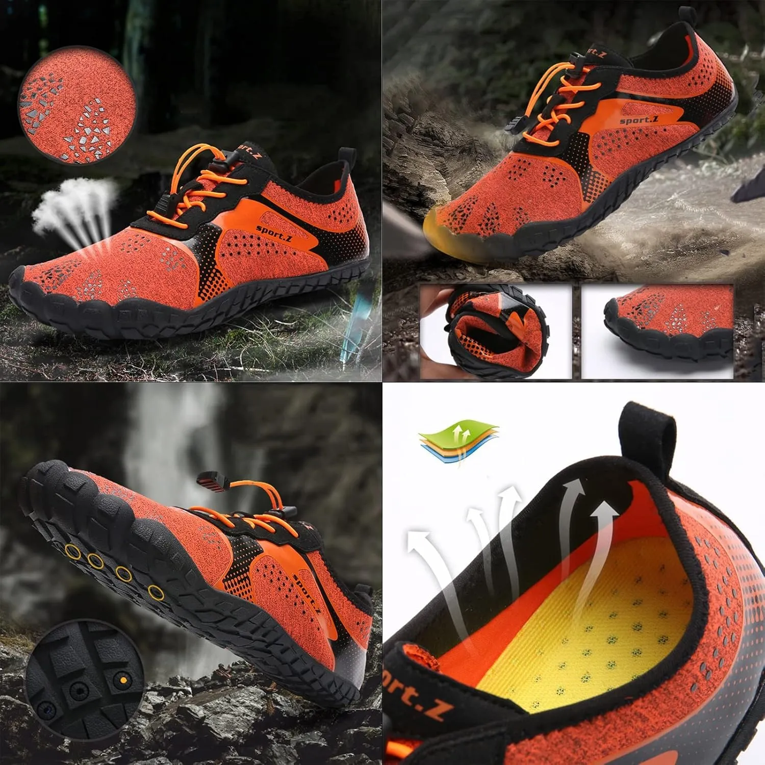 Hiking Water Shoes Women,Quick-Dry Summer Comfy Surf Pool Swim Shoes Men,Lightweight Slip Resistant Aqua Athletic Beach Barefoot Shoes,with Draining Hole,Unisex Adult