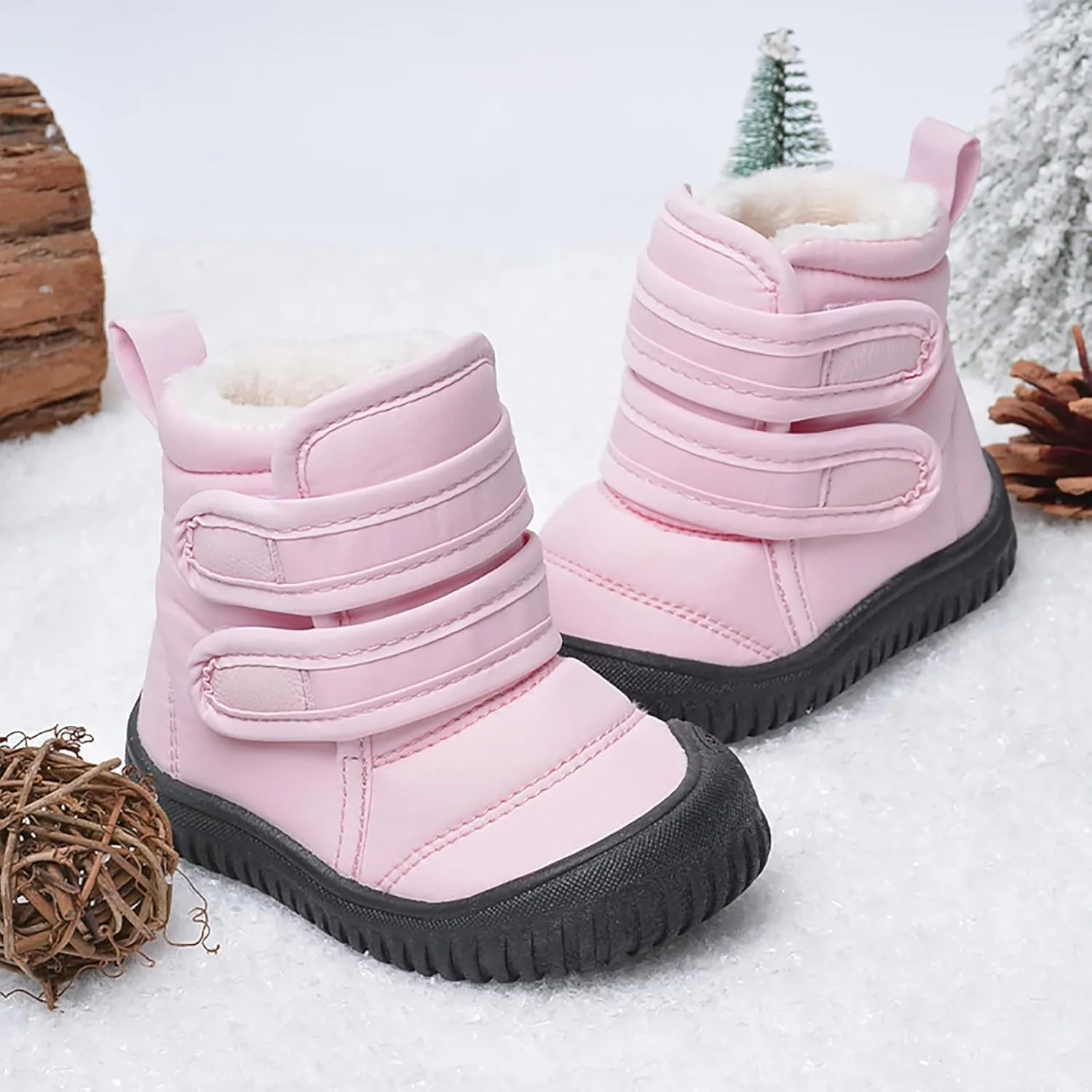 Hook Loop Low Cut Boots Waterproof Cloth Snow Boots Kids Winter Shoes Girls Boys Outdoor Boots Infant Shoes