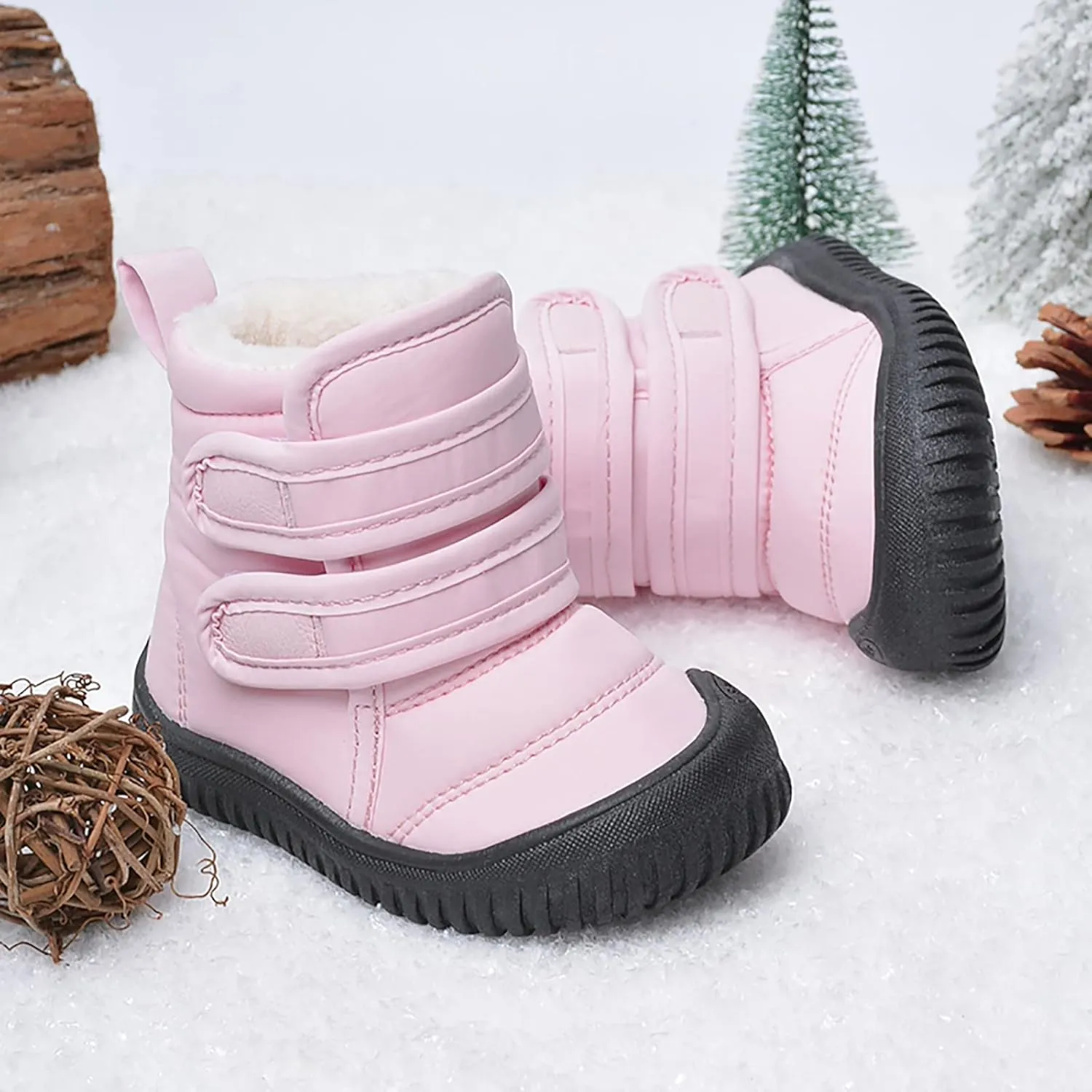 Hook Loop Low Cut Boots Waterproof Cloth Snow Boots Kids Winter Shoes Girls Boys Outdoor Boots Infant Shoes