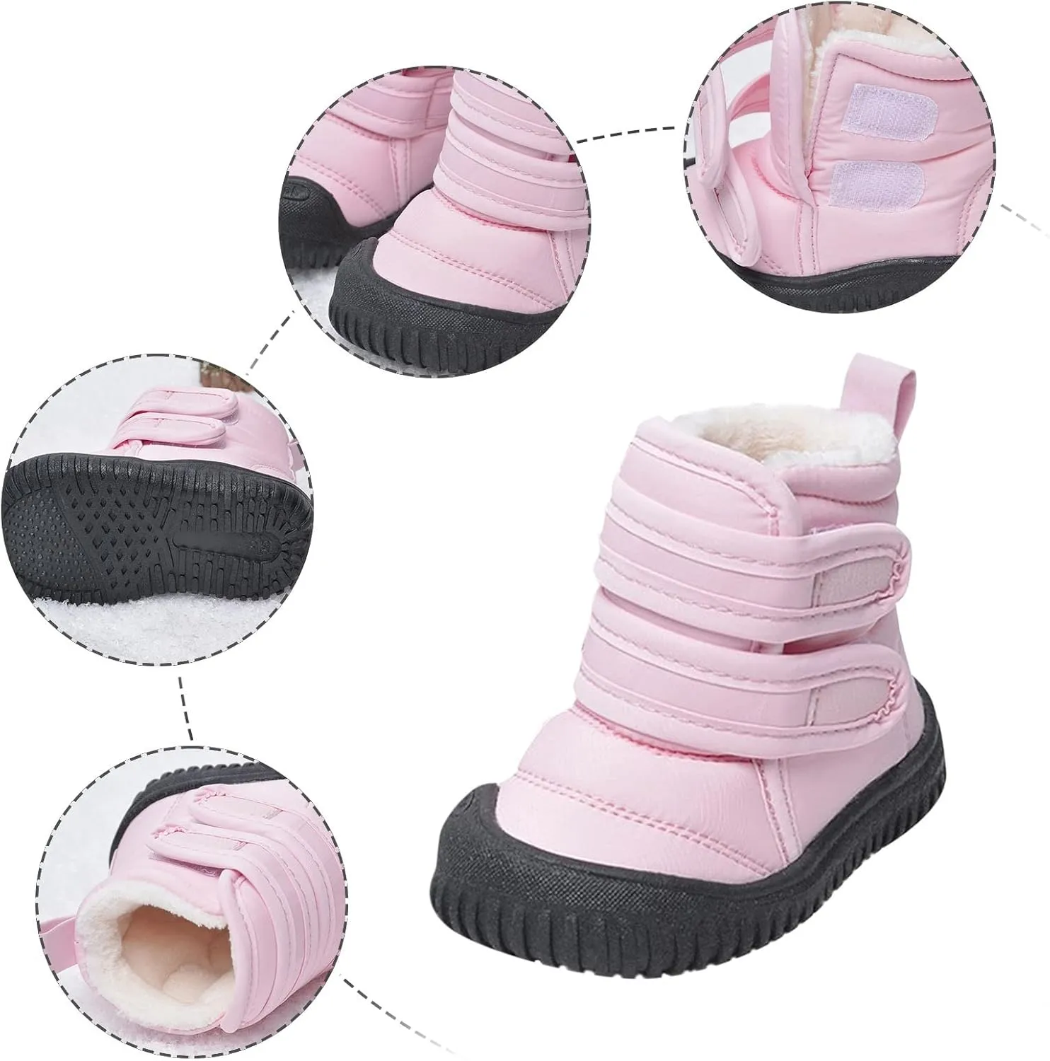 Hook Loop Low Cut Boots Waterproof Cloth Snow Boots Kids Winter Shoes Girls Boys Outdoor Boots Infant Shoes