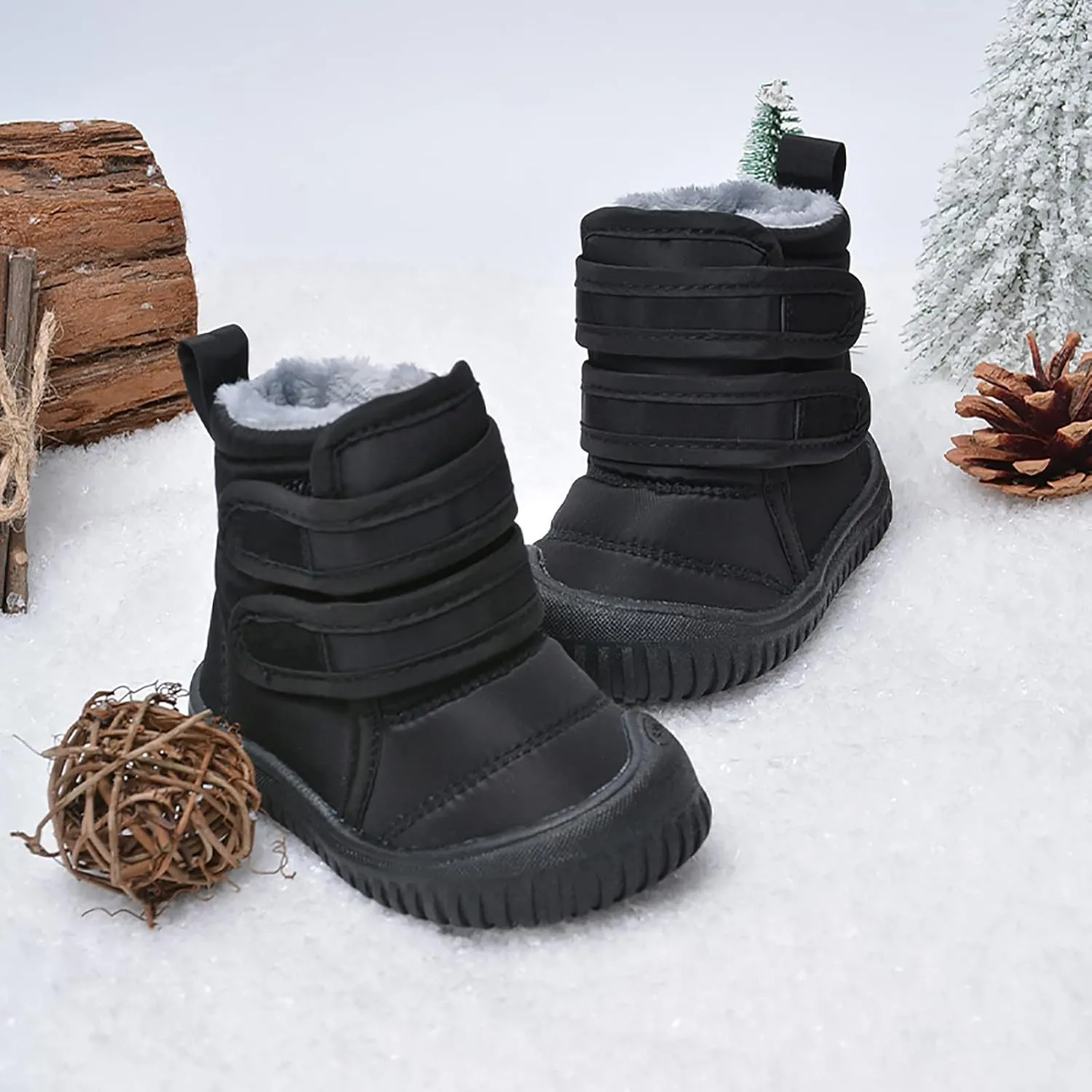 Hook Loop Low Cut Boots Waterproof Cloth Snow Boots Kids Winter Shoes Girls Boys Outdoor Boots Infant Shoes