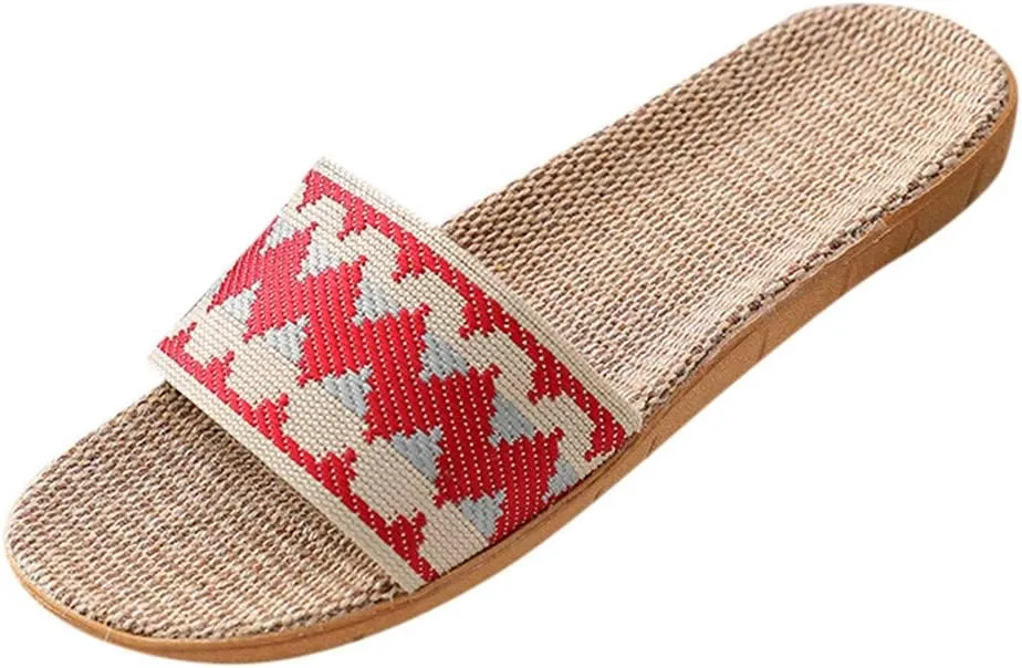 House Slippers for Guests Comfortable Anti-Slip Flip Flop Slippers Women Retro Large Size for Women Summer Wedding