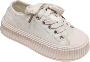 Kids Girls Flat Sneakers Ribbed Lace Ankle Breathable Running Sport Shoes Toddler Cute First Walking Lightweight Shoes