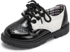 Kids Oxford Shoes Girl??s Boy??s Cute Dress Shoes Lace-Up School Uniform Loafer Flats Shoes