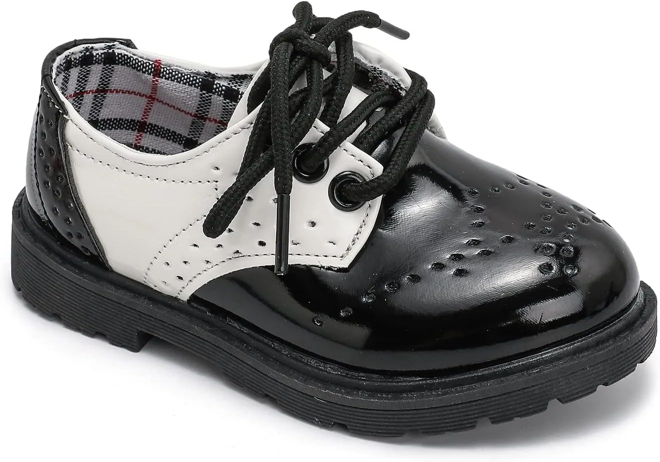 Kids Oxford Shoes Girl??s Boy??s Cute Dress Shoes Lace-Up School Uniform Loafer Flats Shoes