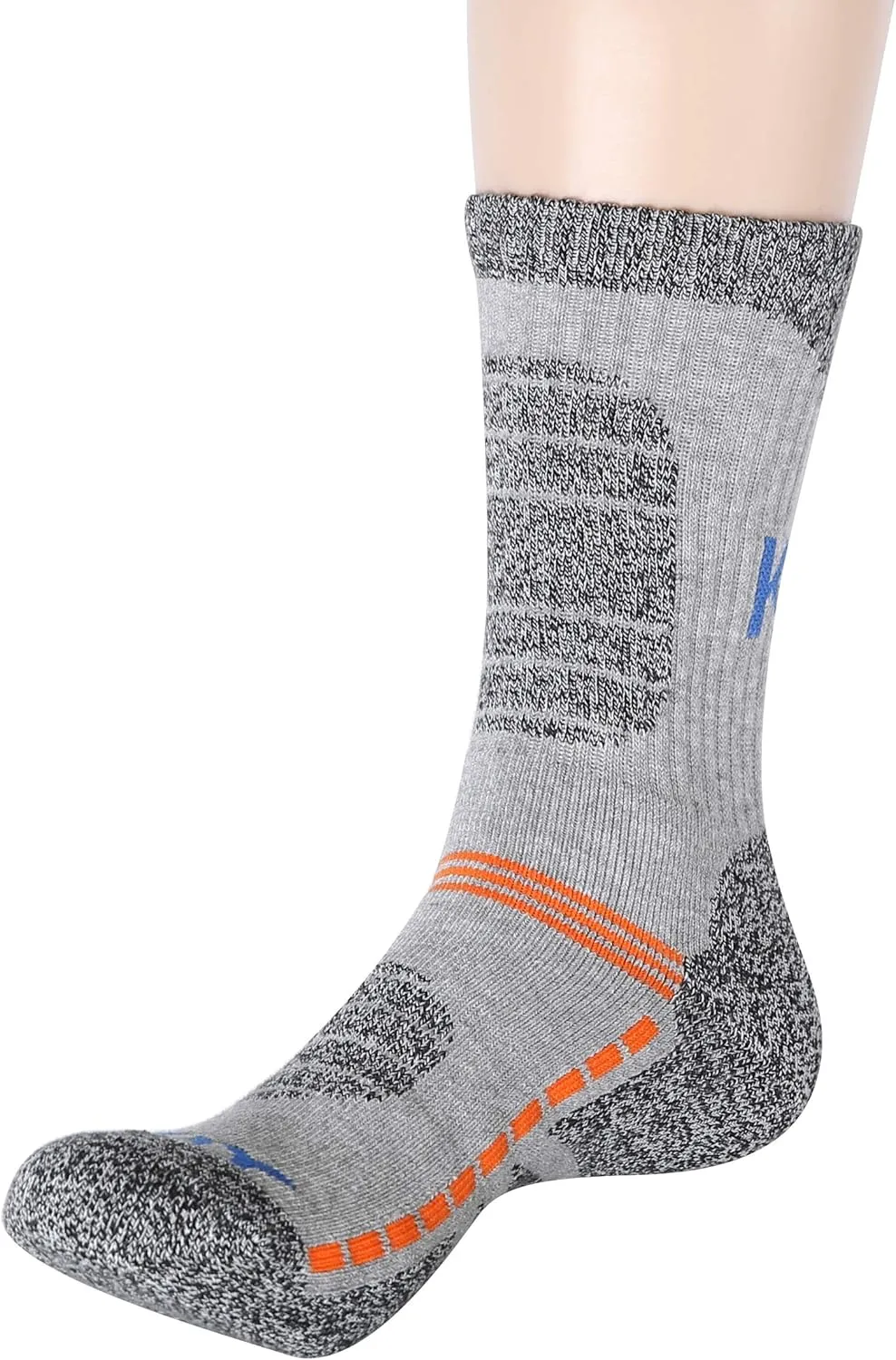 KONY Womens Cotton Full Cushioned Hiking Socks, 5 Pack Moisture Wicking Outdoor Trekking Crew Socks