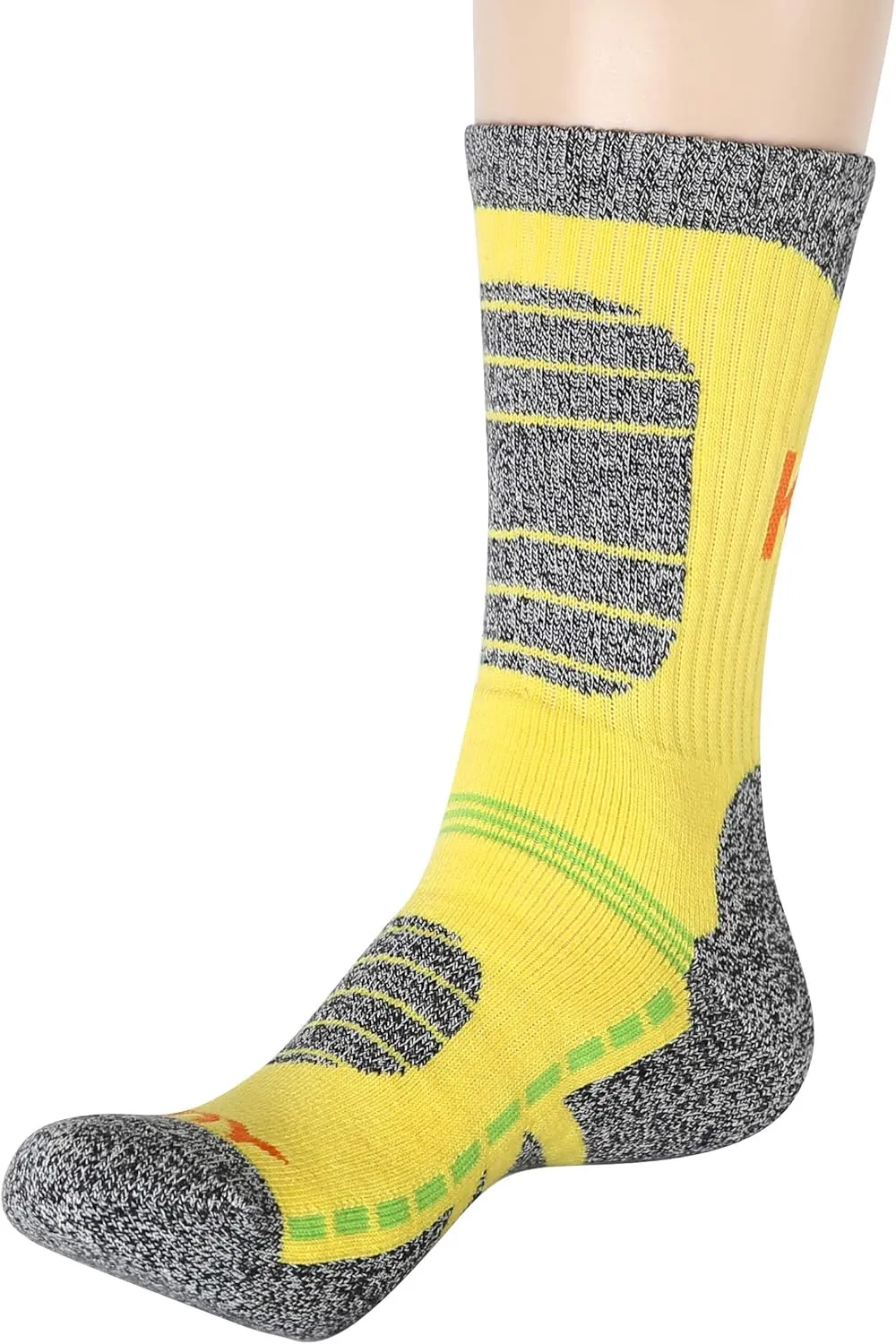 KONY Womens Cotton Full Cushioned Hiking Socks, 5 Pack Moisture Wicking Outdoor Trekking Crew Socks
