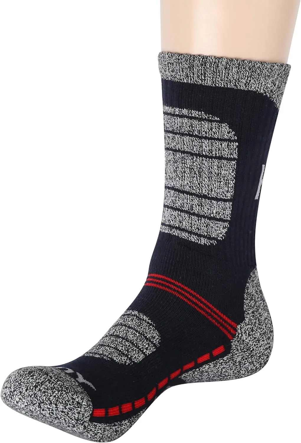 KONY Womens Cotton Full Cushioned Hiking Socks, 5 Pack Moisture Wicking Outdoor Trekking Crew Socks