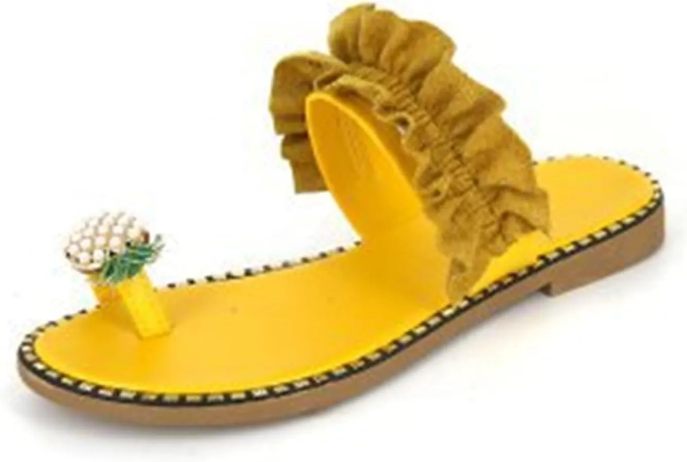 Ladmiple Cute Sandals for Women Pineapple Slippers with Arch Support Anti-Slip Breathable Sandal Beach Flip Flop Shoes