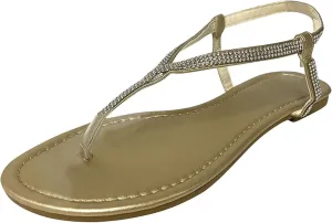 Ladmiple Sandals for Women Dressy Trendy Ankle Strap Crystal Flip Flop Sandals Summer Casual Beach Open Toe Flats Sandal