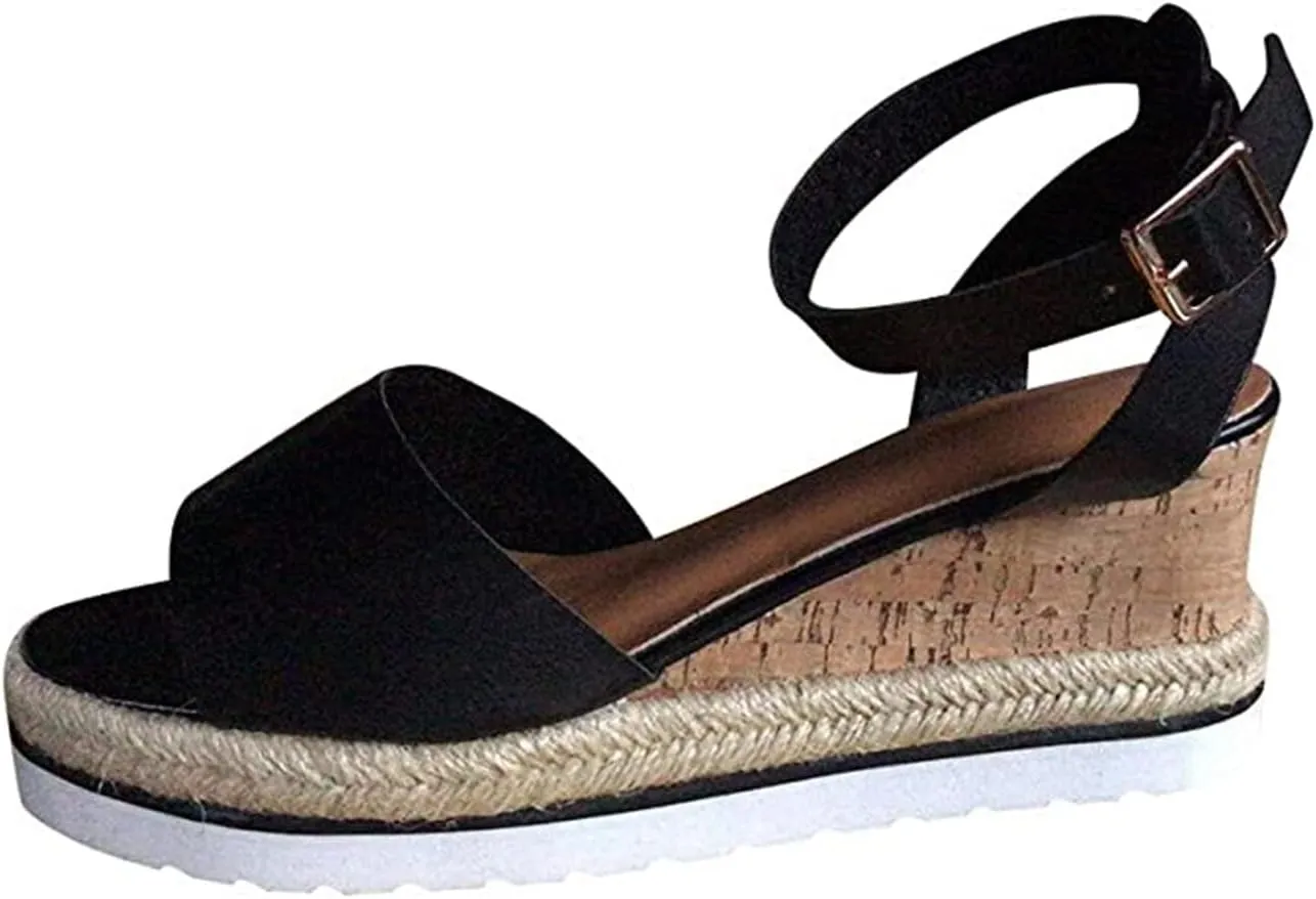 Ladmiple Sandals Women,Womens Platform Sandals Open Toe High Heel Wedge Slippers Summer Casual Ankle Buckle Strap Shoes