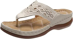 Ladmiple Womens Casual Summer Fashion Orthopedic Platform Flip Flops with Arch Support Roman Comfy Open Toe Slip On Shoe