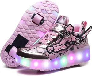 LED Light Up Kids Roller Shoes with 4 Wheels, Sneakers for Boys Girls Birthday Thanksgiving Christmas Day