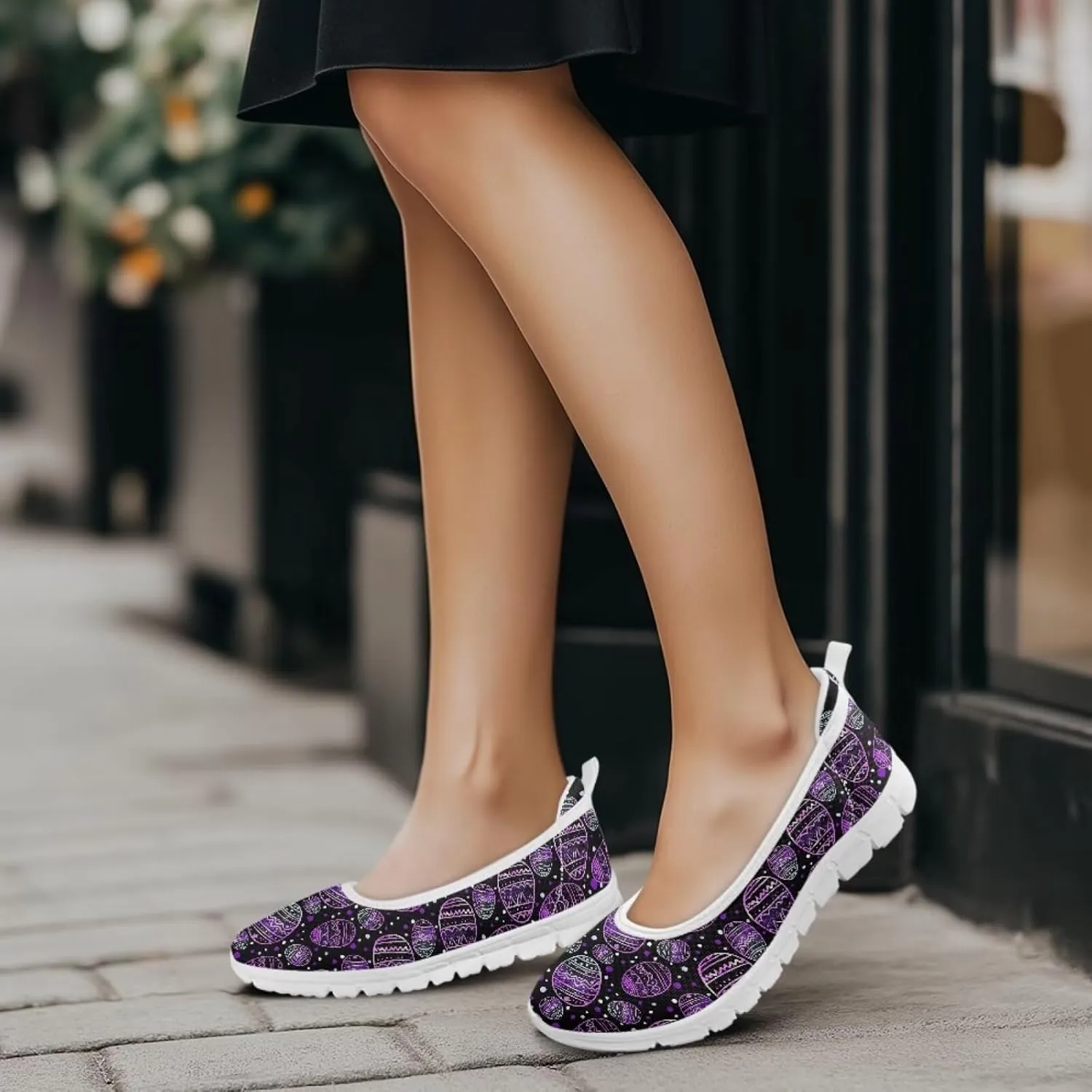 Low Cut Sneakers Casual Dress Shoes for Women Travel Party Fashion Outfit Lightweight Flats Tennis Loafers Comfort Round Toe Laceless Shoe