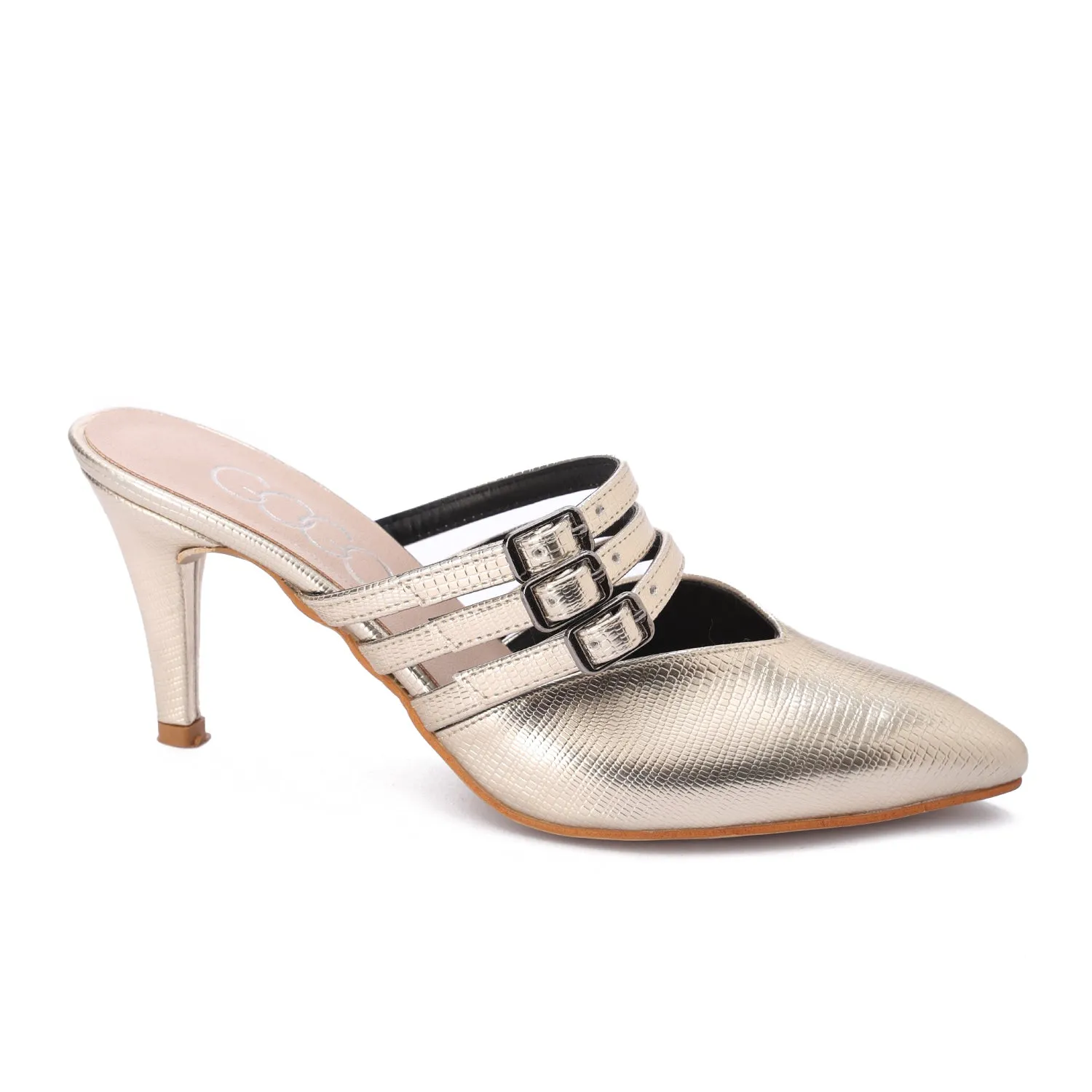 Noir Stride Heels-Gold