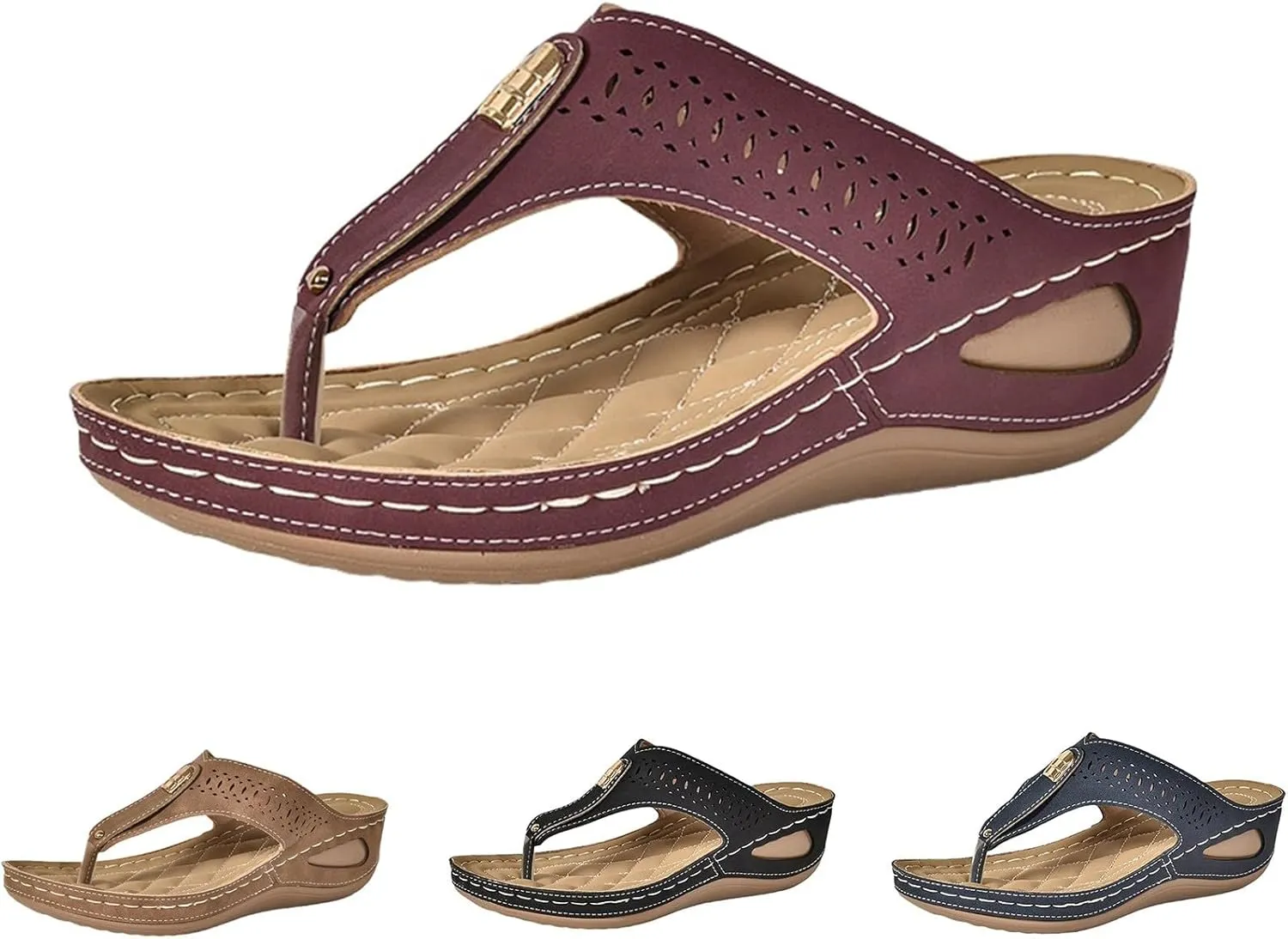Orthopedic Sandals for Women Dressy Summer Wedge Sandals Arch Support Wide Width Orthotic Flip Flops Slip On Platform Flip Flops