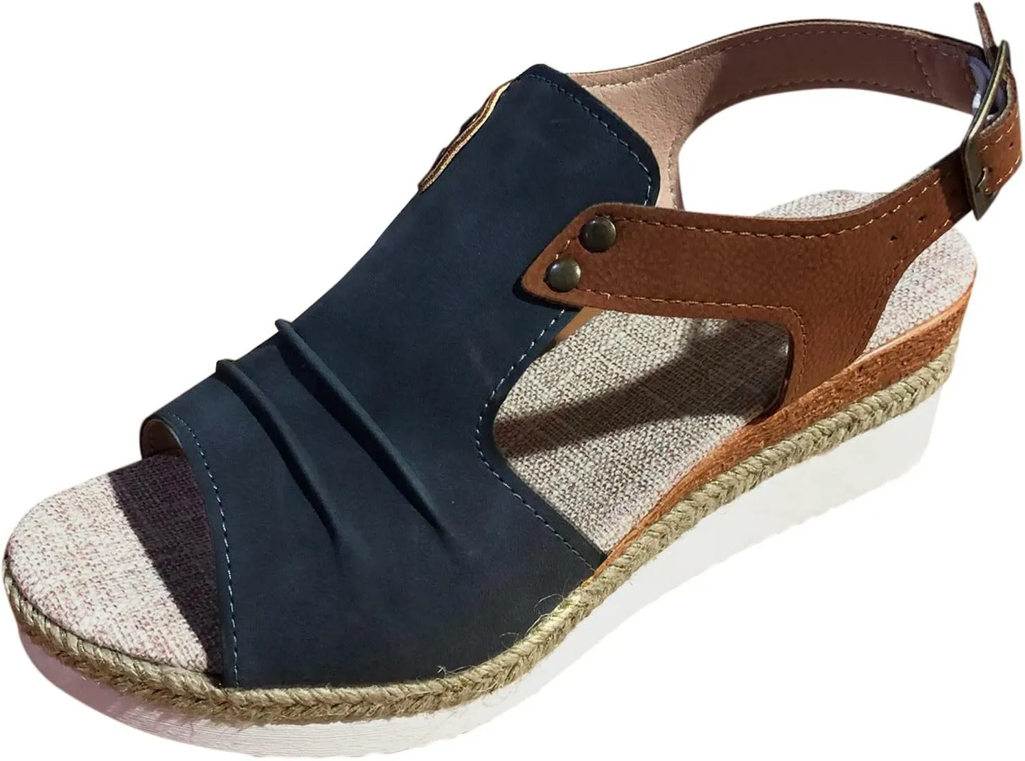 Orthopedic Wedge Sandals for Women Summer Dressy 2025 Platform Flat Open Toe Ankle Strap Espadrilles Sandal Casual Strappy Slip on Beach Boho Sandals Comfortable Outdoor Shoes