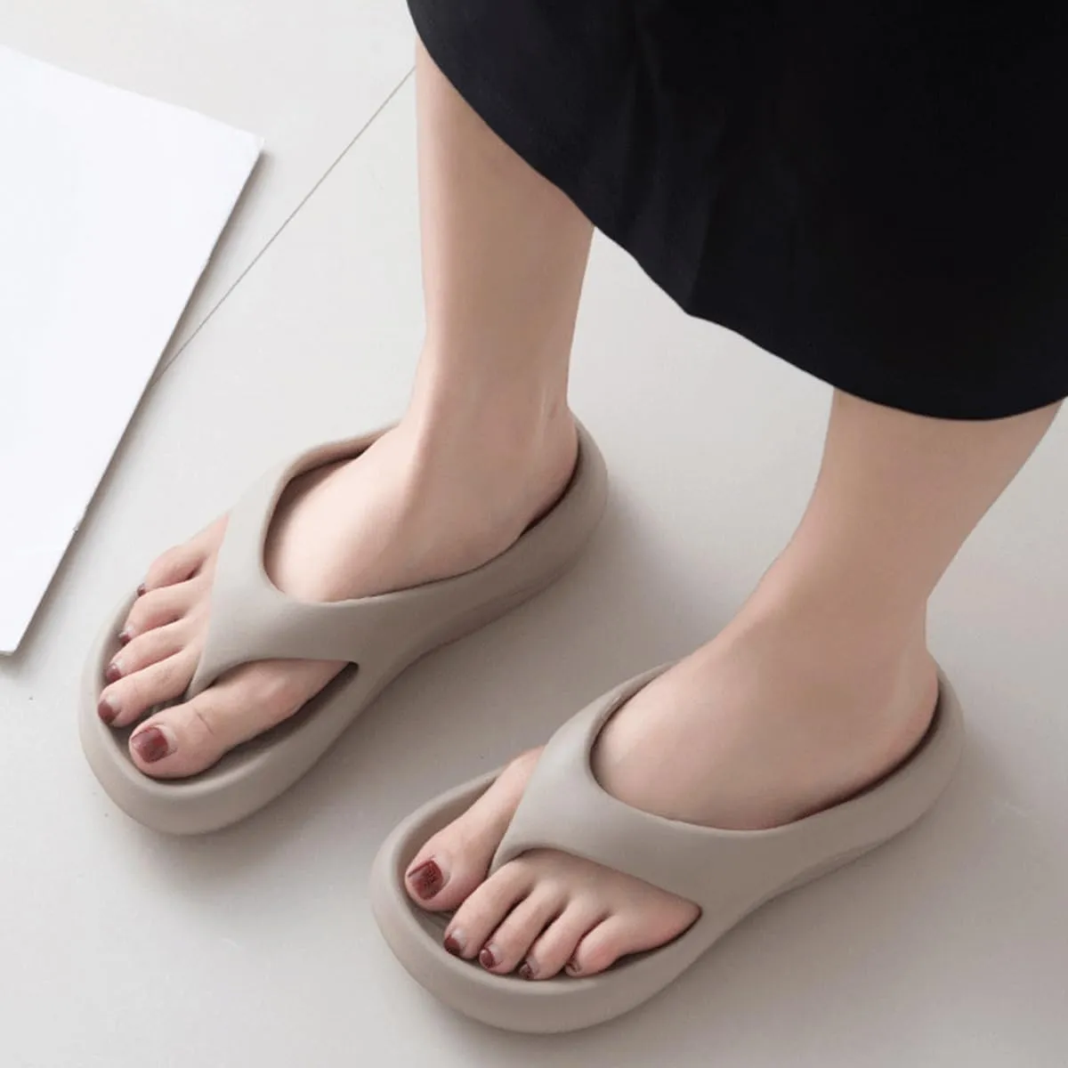 Pillow Arch Support Flip Flops For Women, Non-Slip Orthopedic Soft Comfortable Sandals, Walking Platform Beach Slippers