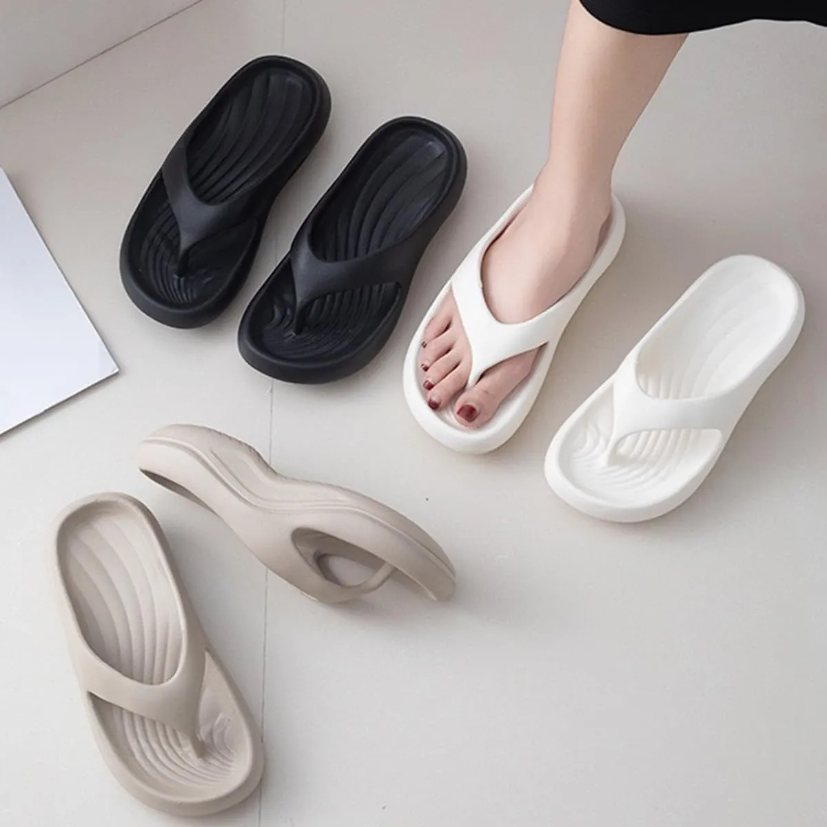 Pillow Arch Support Flip Flops For Women, Non-Slip Orthopedic Soft Comfortable Sandals, Walking Platform Beach Slippers