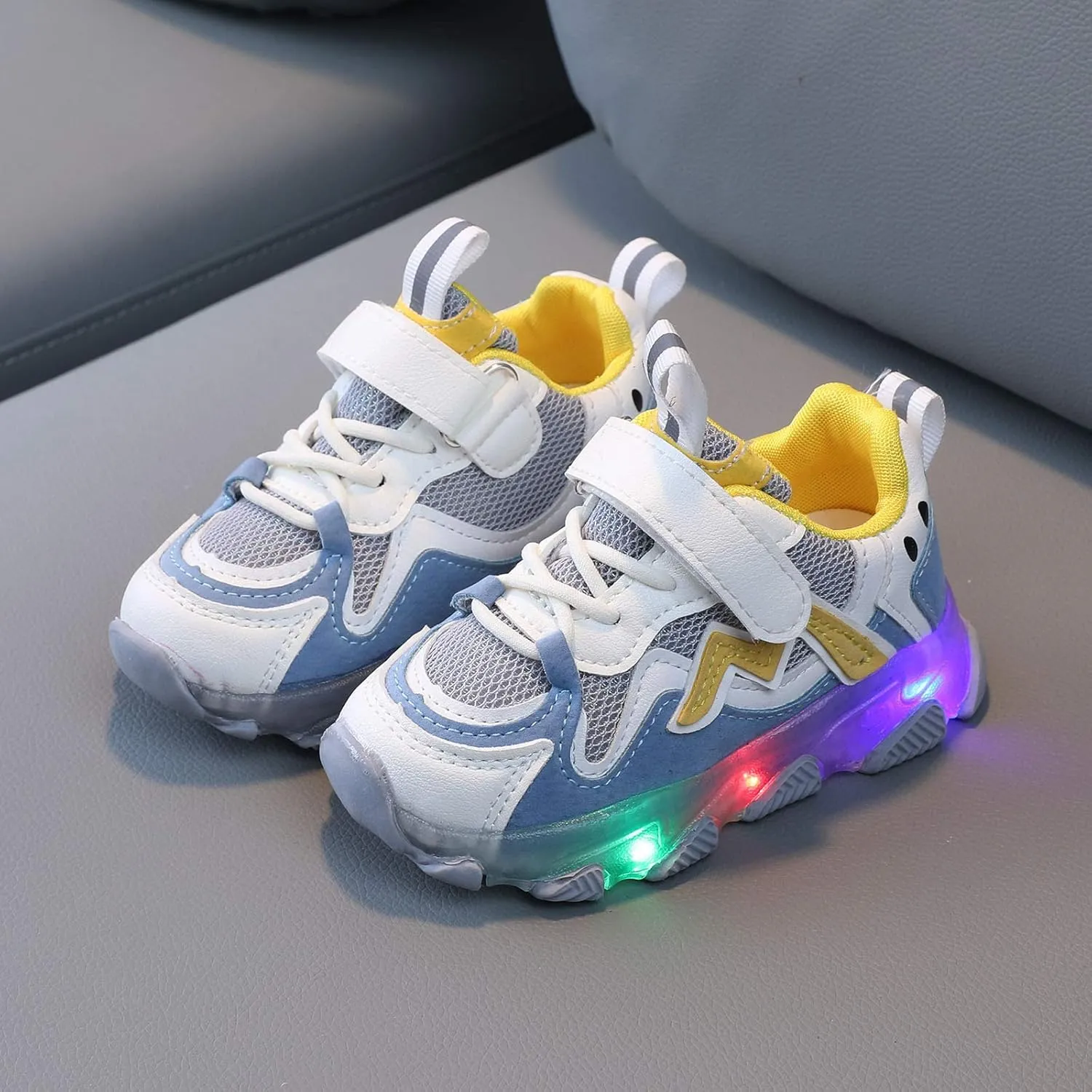 POLG Toddler Baby Soft Walking Shoes Kids Baby Girls Led Light Luminous Running Sport Shoes Mesh Sneakers