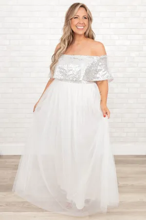 Posh Outlook Maxi Dress, Silver