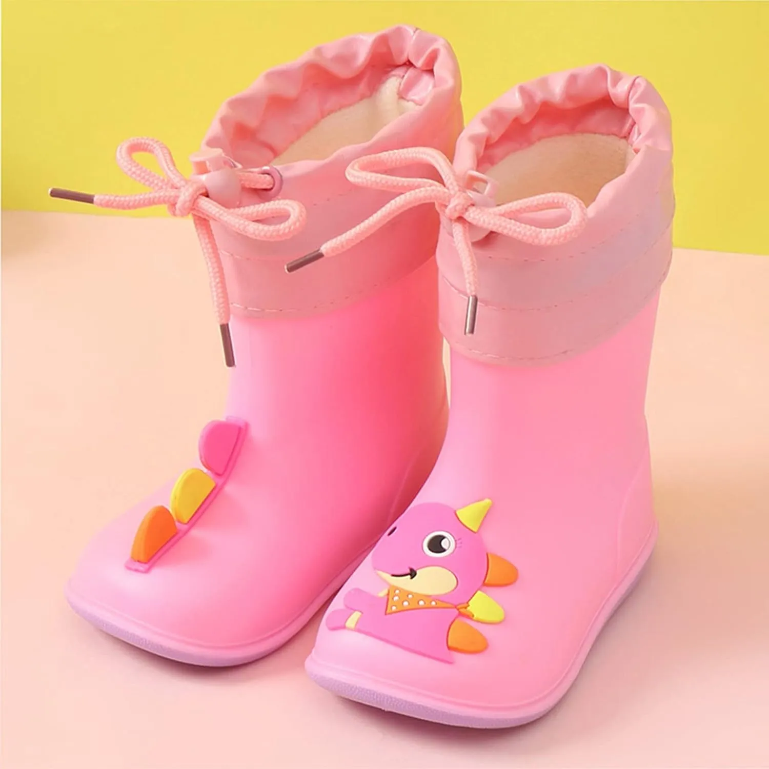 Rain Boots Baby Colorful Cartoon Animal Plush Children Water Shoes EVA Soft Outdoor Kids Rain Boots Pink Ballet