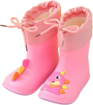 Rain Boots Baby Colorful Cartoon Animal Plush Children Water Shoes EVA Soft Outdoor Kids Rain Boots Pink Ballet