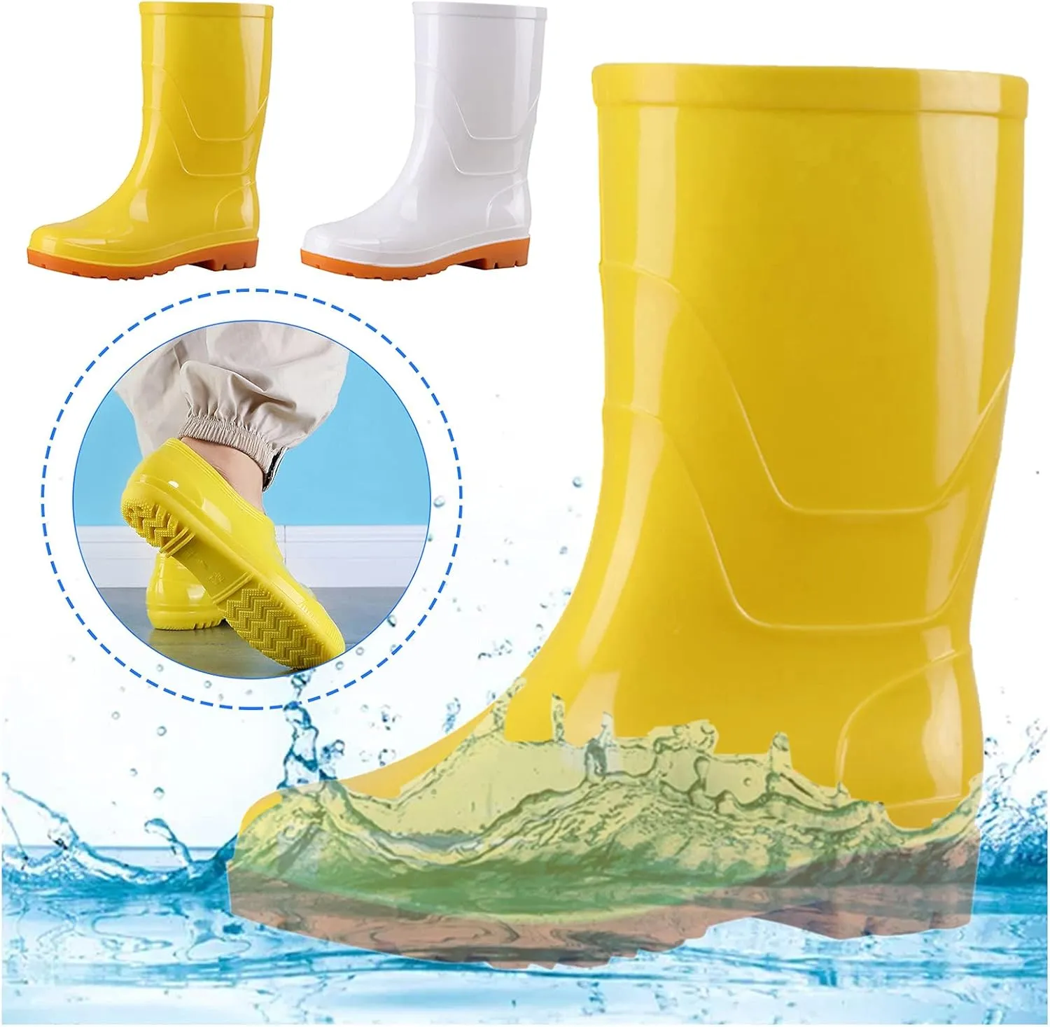 Rain Boots Women's Mid Calf Rain Boots Waterproof Garden Shoes Outdoor Work Boot for Hunting Farming Work Boots