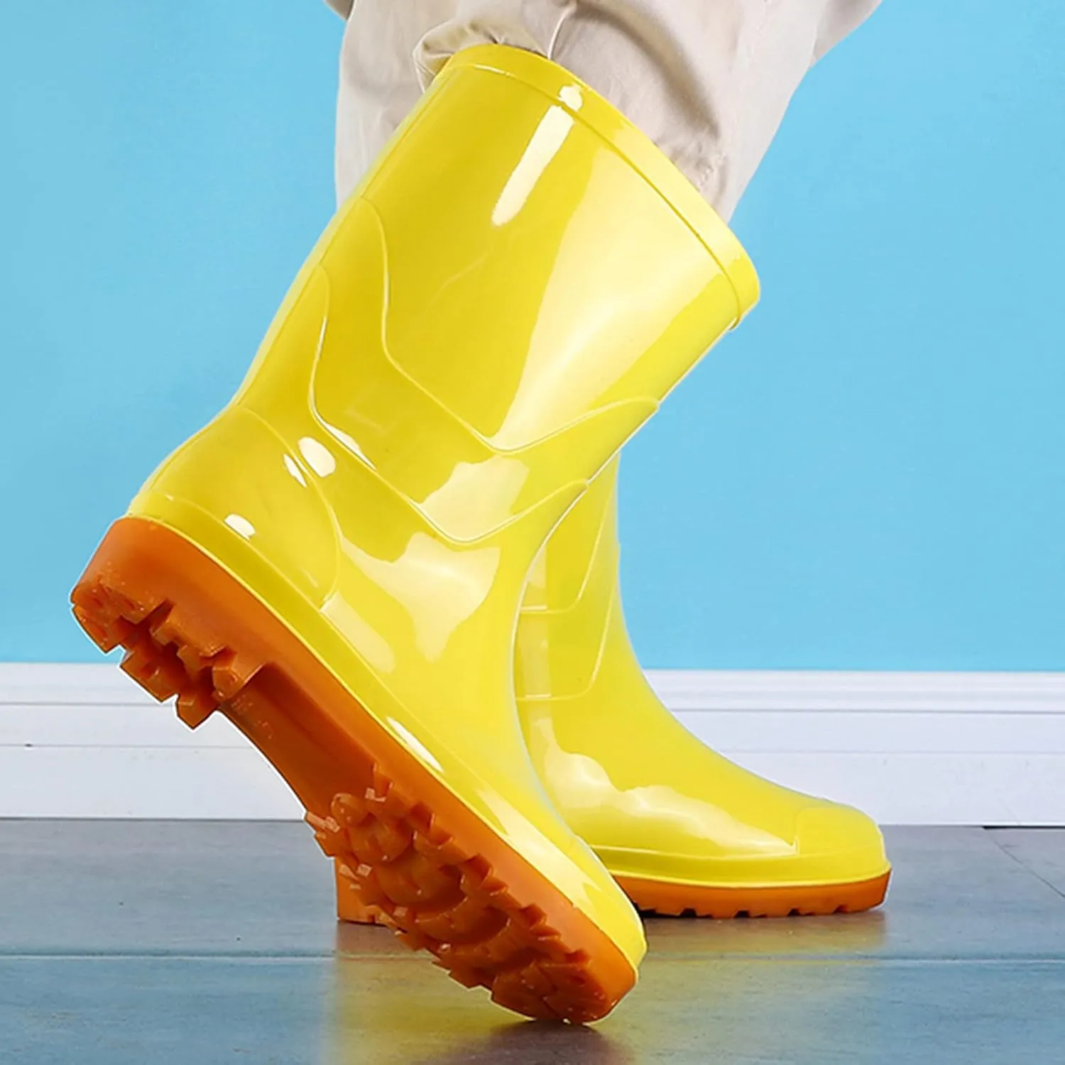 Rain Boots Women's Mid Calf Rain Boots Waterproof Garden Shoes Outdoor Work Boot for Hunting Farming Work Boots