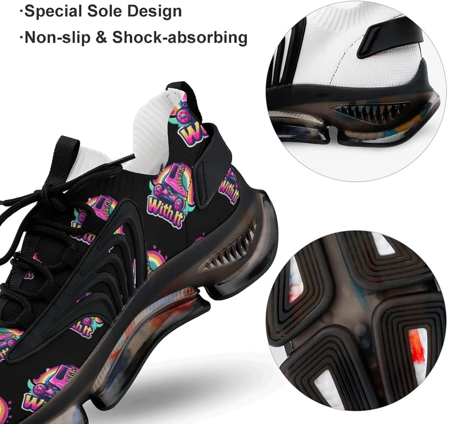 Roll Roller Skates Funny Men's Sneakers Novelty Lightweight Elastic Running Shoe Tennis Sporting Shoes