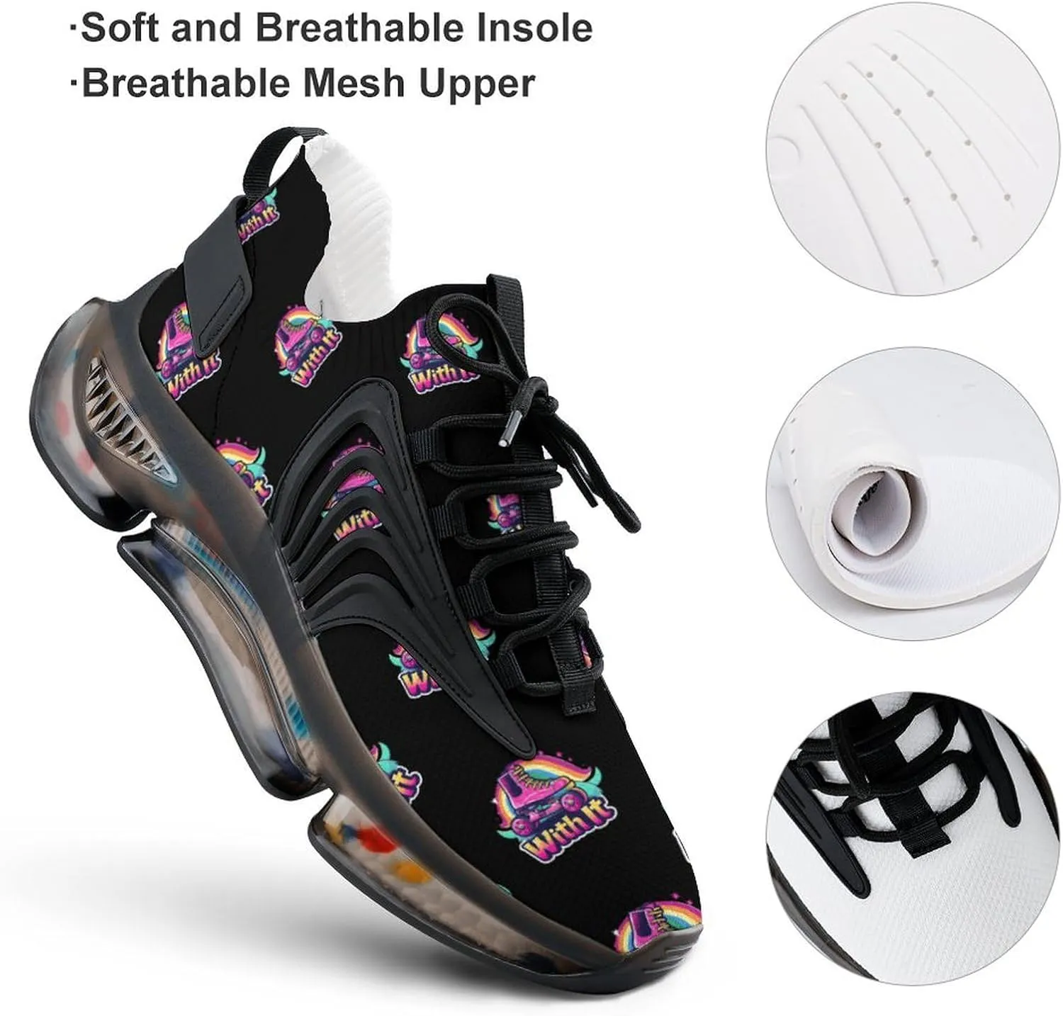Roll Roller Skates Funny Men's Sneakers Novelty Lightweight Elastic Running Shoe Tennis Sporting Shoes