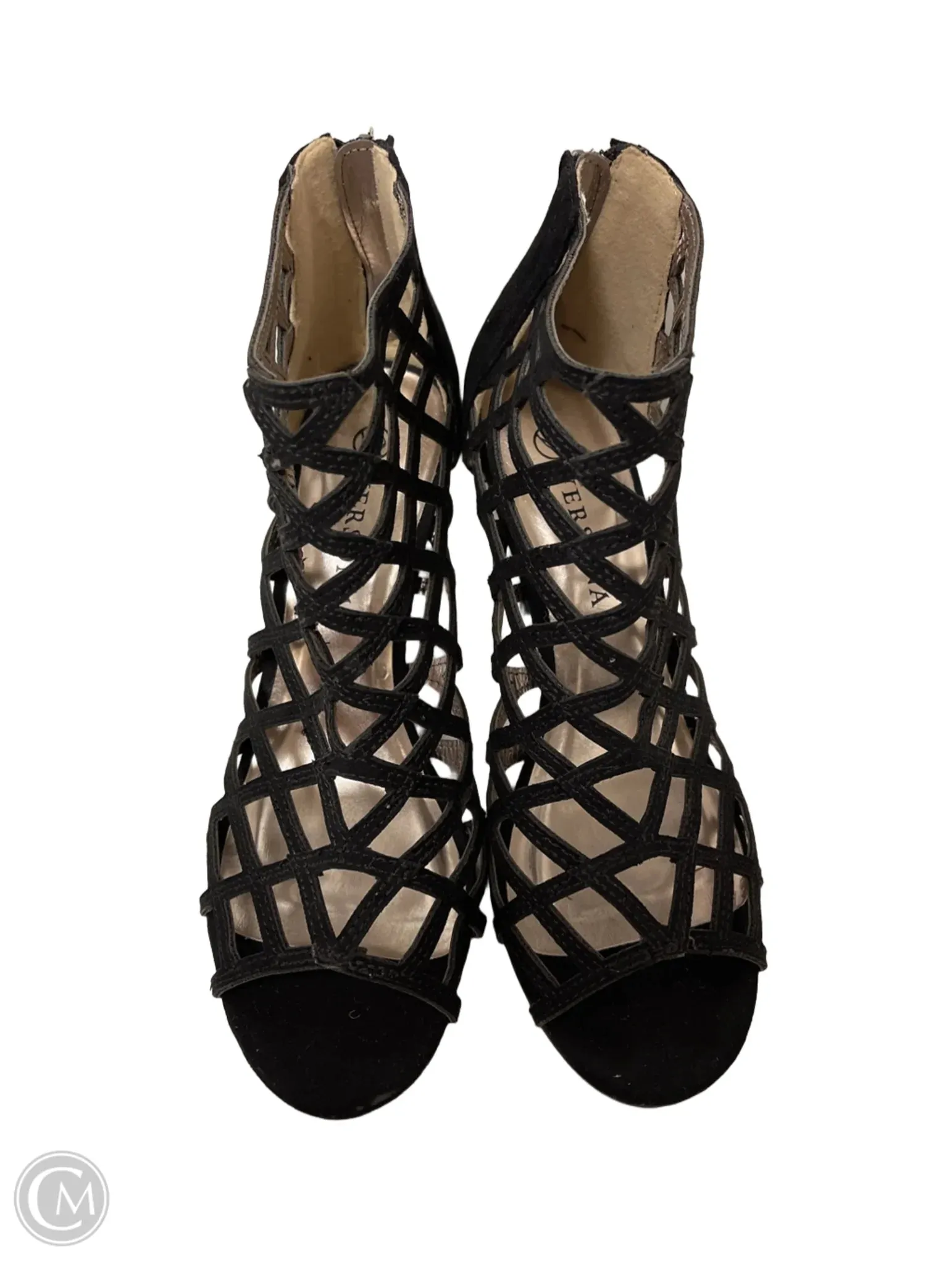 Sandals Heels Stiletto By Versona In Black, Size: 7.5