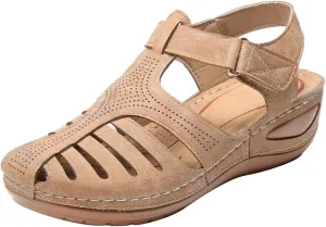 Sandals Women Dressy Summer Closed Toe Wedge Platform Sandals Vintage Casual Hollow Out Orthopedic Shoes Comfy Bohemia Gladiator Ladies Shoes