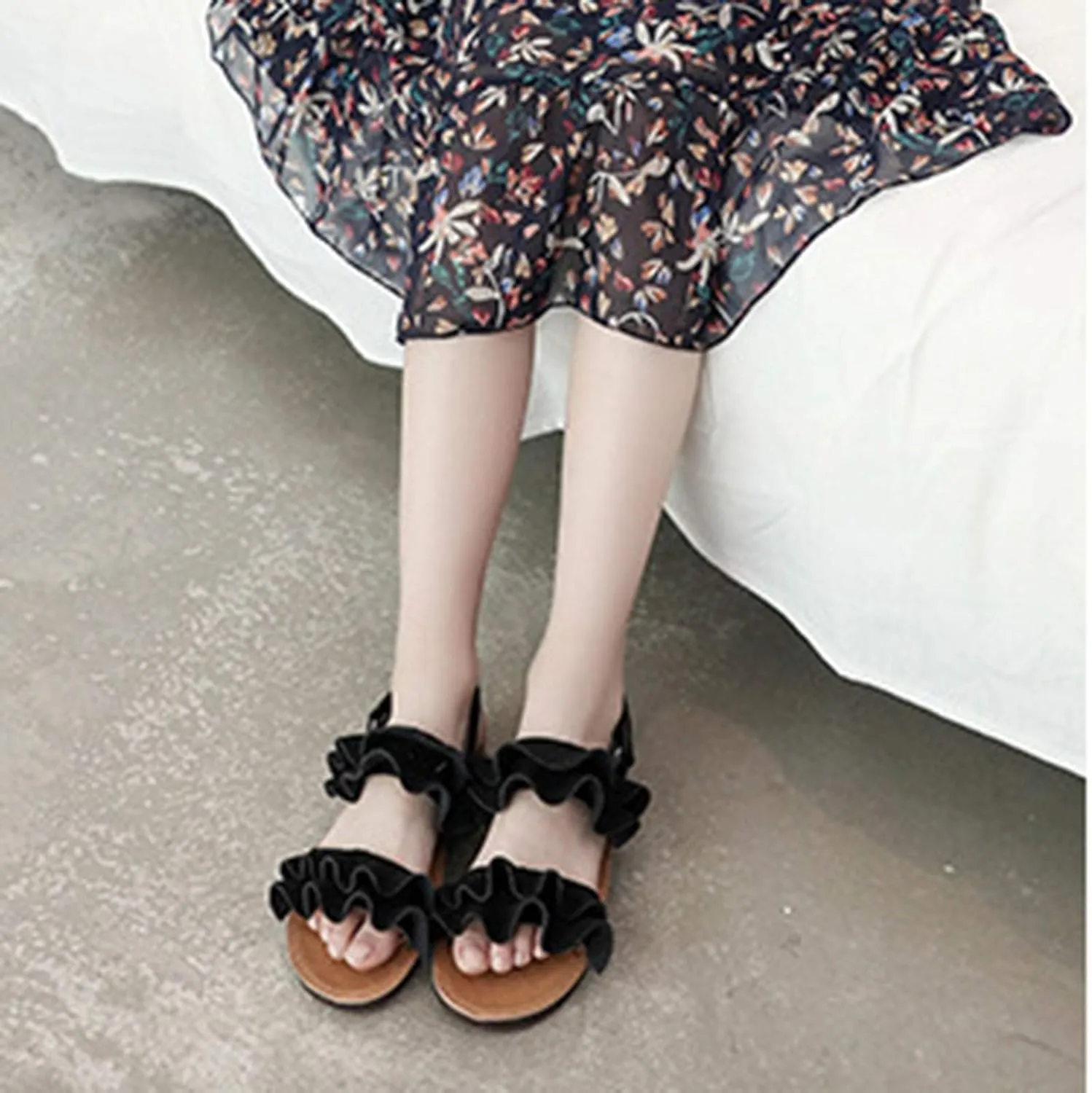 Shoes Sandals Rubber Kids Ruffle Sandals Toddler Girls Non-Slip Baby Baby Shoes Baby Booties