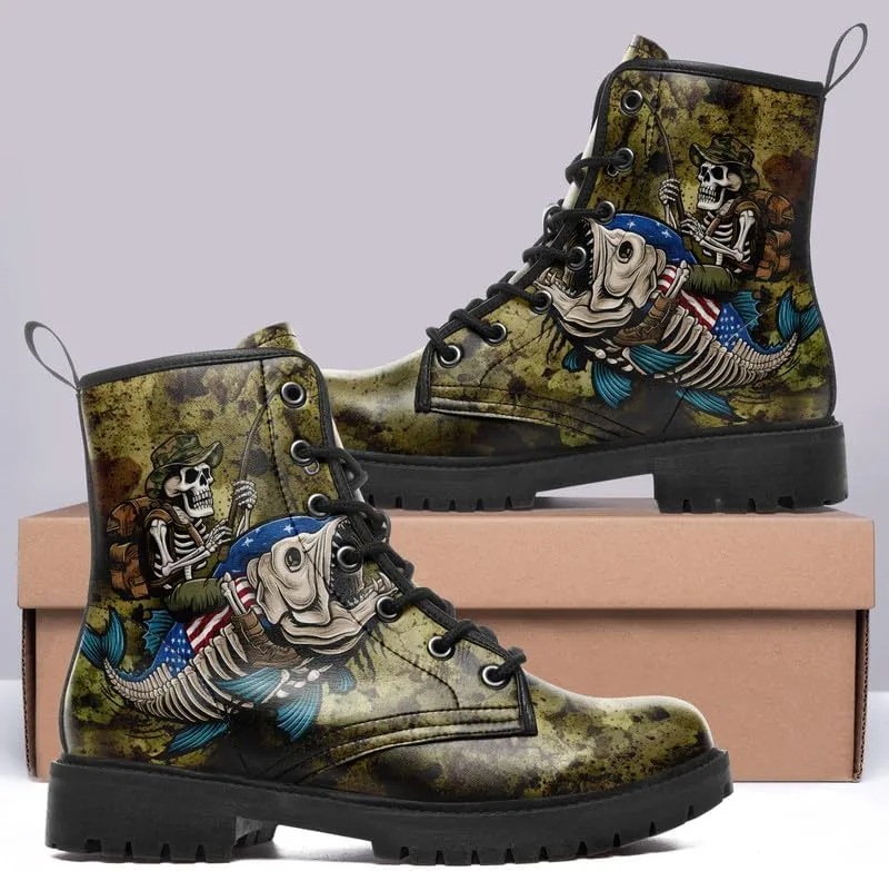 Skull Gothic Combat Boots Punk Rock Winter Shoes Waterproof Lace-Up Ankle Booties Chunky Platform Leather Work Boots for Men & Women
