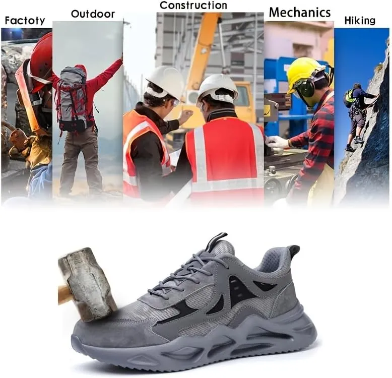Steel Toe Shoes for Men, Safety Mens Work Shoes Lightweight Breathable