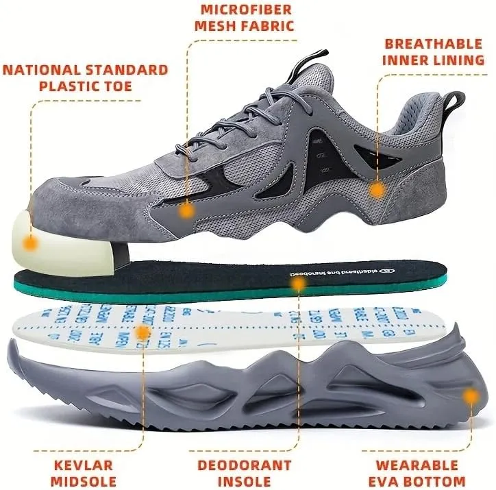 Steel Toe Shoes for Men, Safety Mens Work Shoes Lightweight Breathable