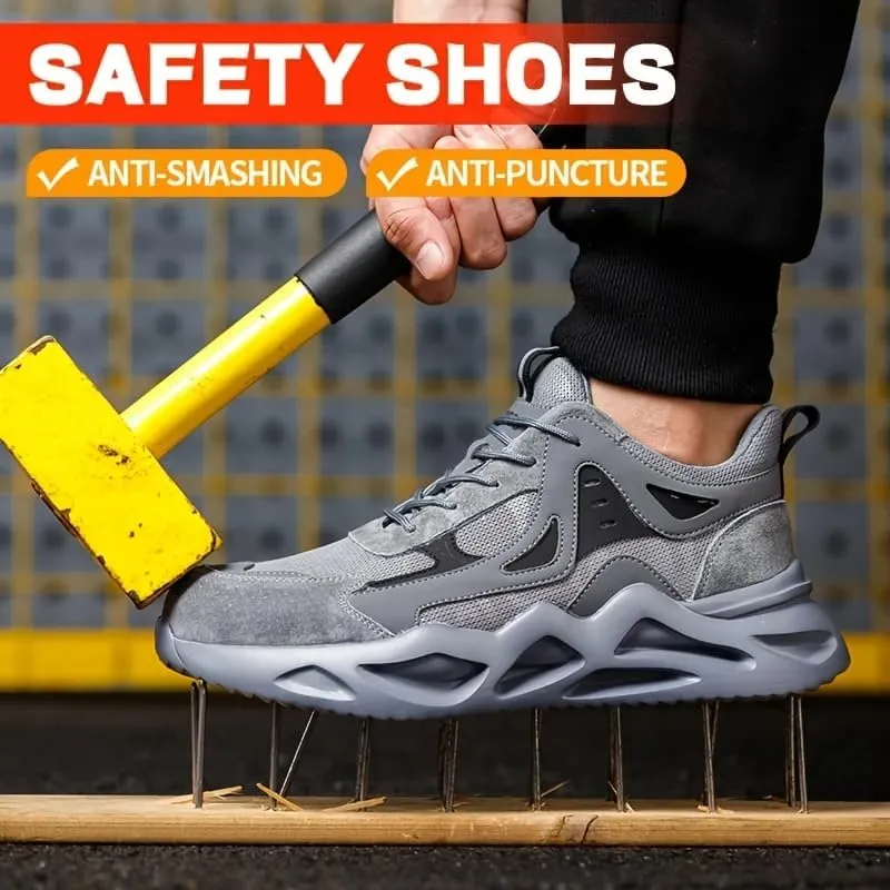 Steel Toe Shoes for Men, Safety Mens Work Shoes Lightweight Breathable