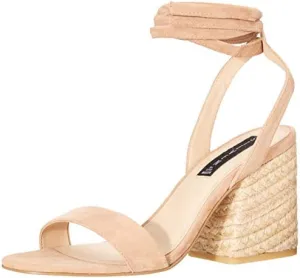 Steve Madden Yasi Sand Suede Fashion Ankle Wrap Dress High Block Heeled Sandals