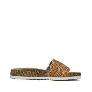 Striped Casual Slippers Camel