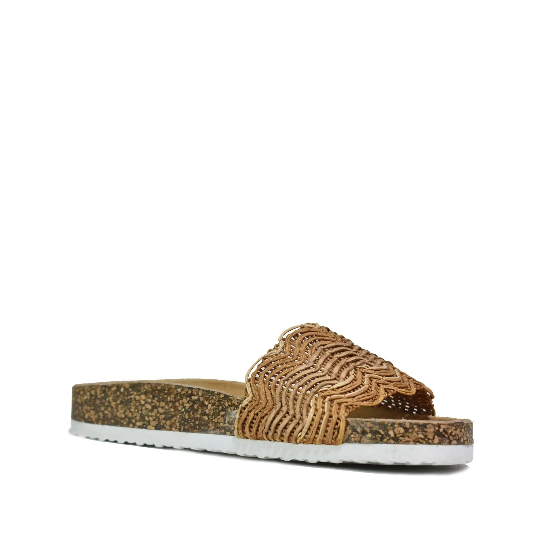 Striped Casual Slippers Camel