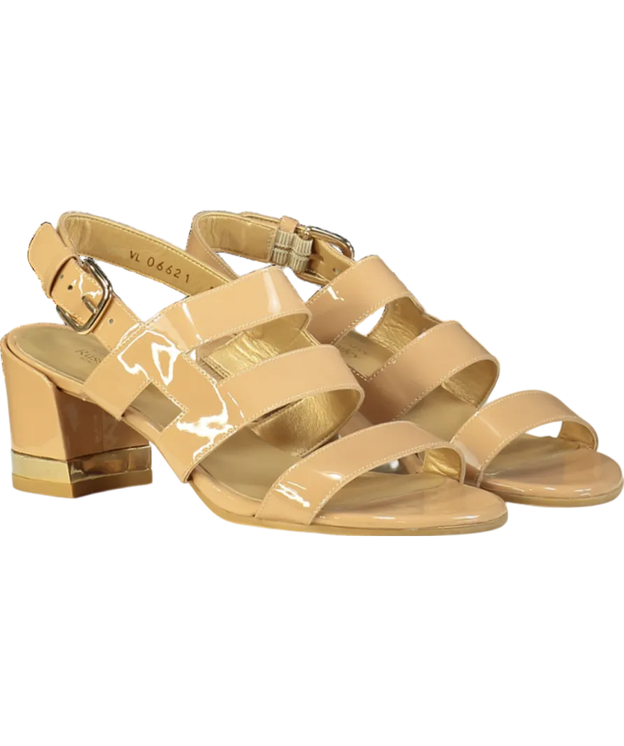 Stuart Weitzman x Russell & Bromley Milanese Nude Patent Leather Sandals UK 5.5 EU 38.5 