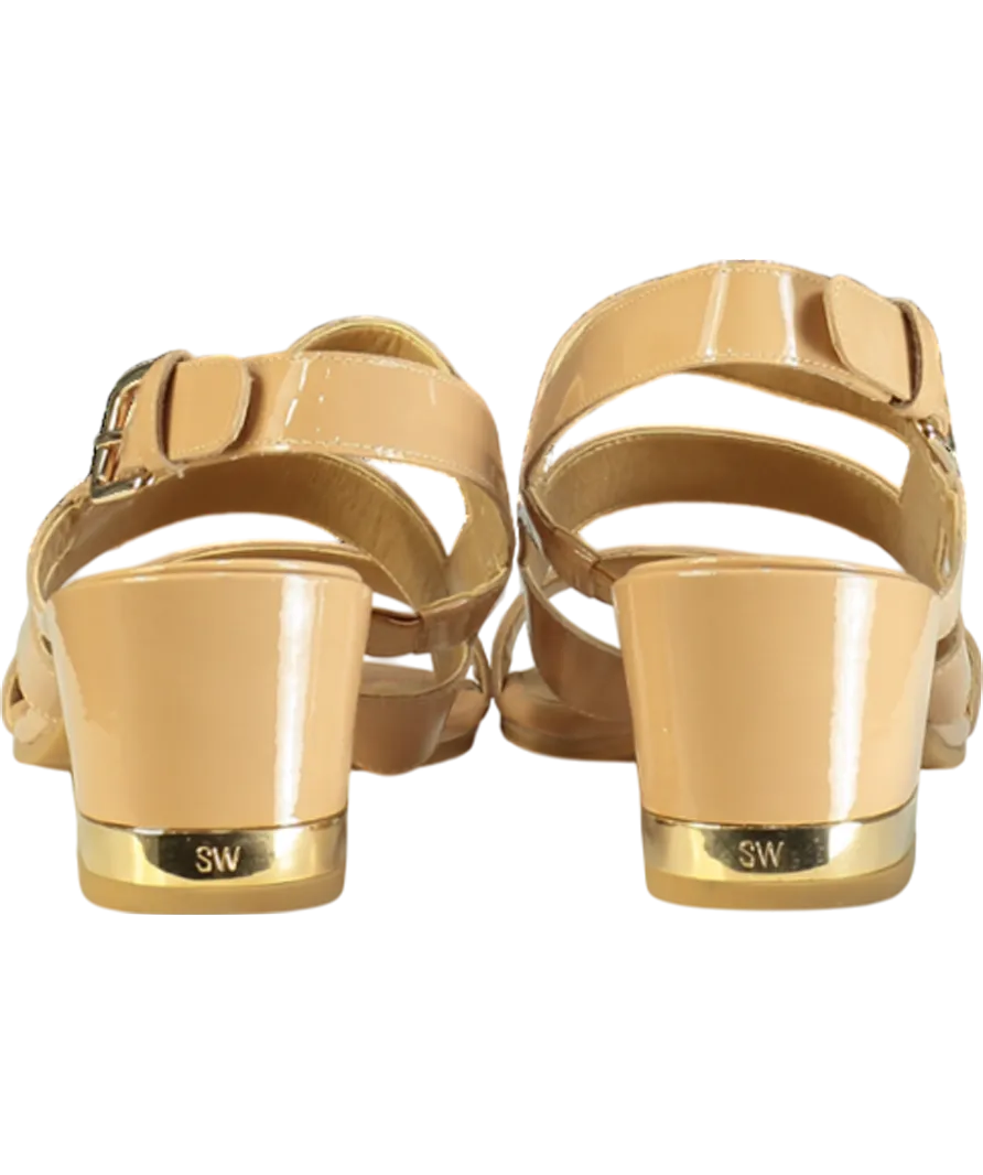 Stuart Weitzman x Russell & Bromley Milanese Nude Patent Leather Sandals UK 5.5 EU 38.5 