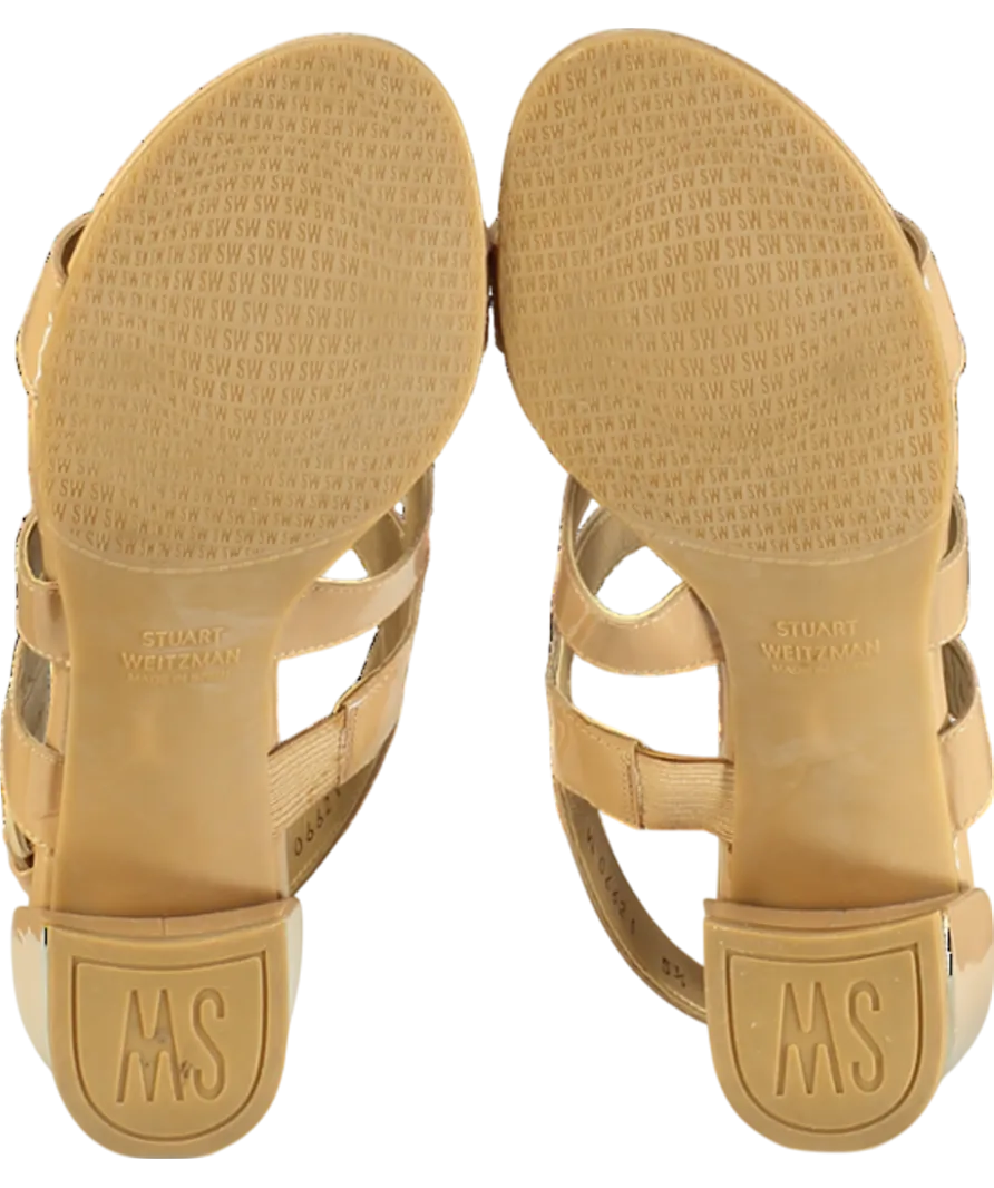 Stuart Weitzman x Russell & Bromley Milanese Nude Patent Leather Sandals UK 5.5 EU 38.5 