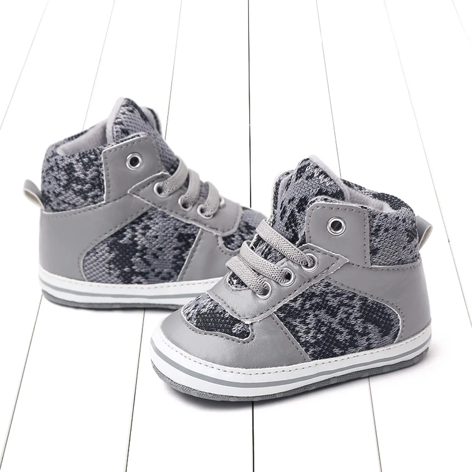 Summer Children Infant Toddler Shoes Boys and Girls Sports Shoes Flat Sole Round Head High Top Lace Up Comfortable Colorblock Casual Warm Toddler Shoes