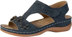 Summer Wedges for Women 2025 Flowers Orthopedic Sandals with Arch Support Comfortable Open Toe Slip On Walking Shoes Dressy Fish Mouth Beach Shoes