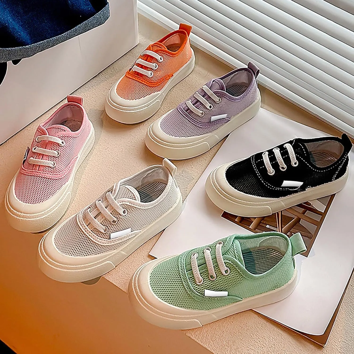 Toddler Boy Girl Canvas Sneaker Kids Casual Shoes Slip on Walking Shoes Mesh Lightweight Breathable Shoes