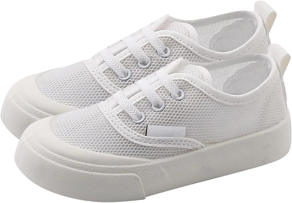 Toddler Boy Girl Canvas Sneaker Kids Casual Shoes Slip on Walking Shoes Mesh Lightweight Breathable Shoes